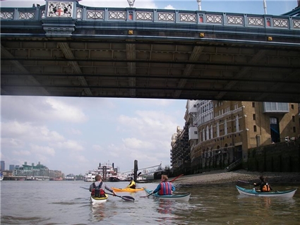 Sea kayaking under Tower Bridge